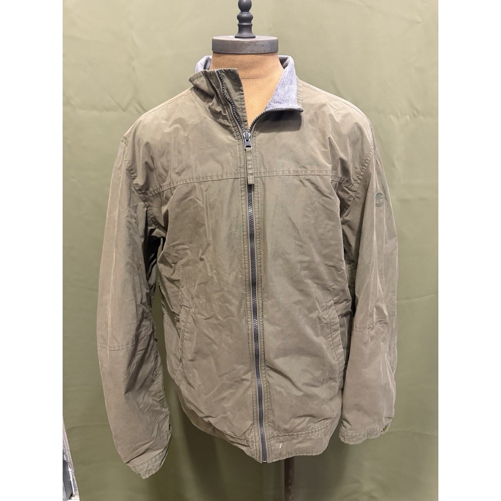 Timberland Men's XXL Lightweight Full Zip Jacket Tan Khaki Cotton Nylon Casual